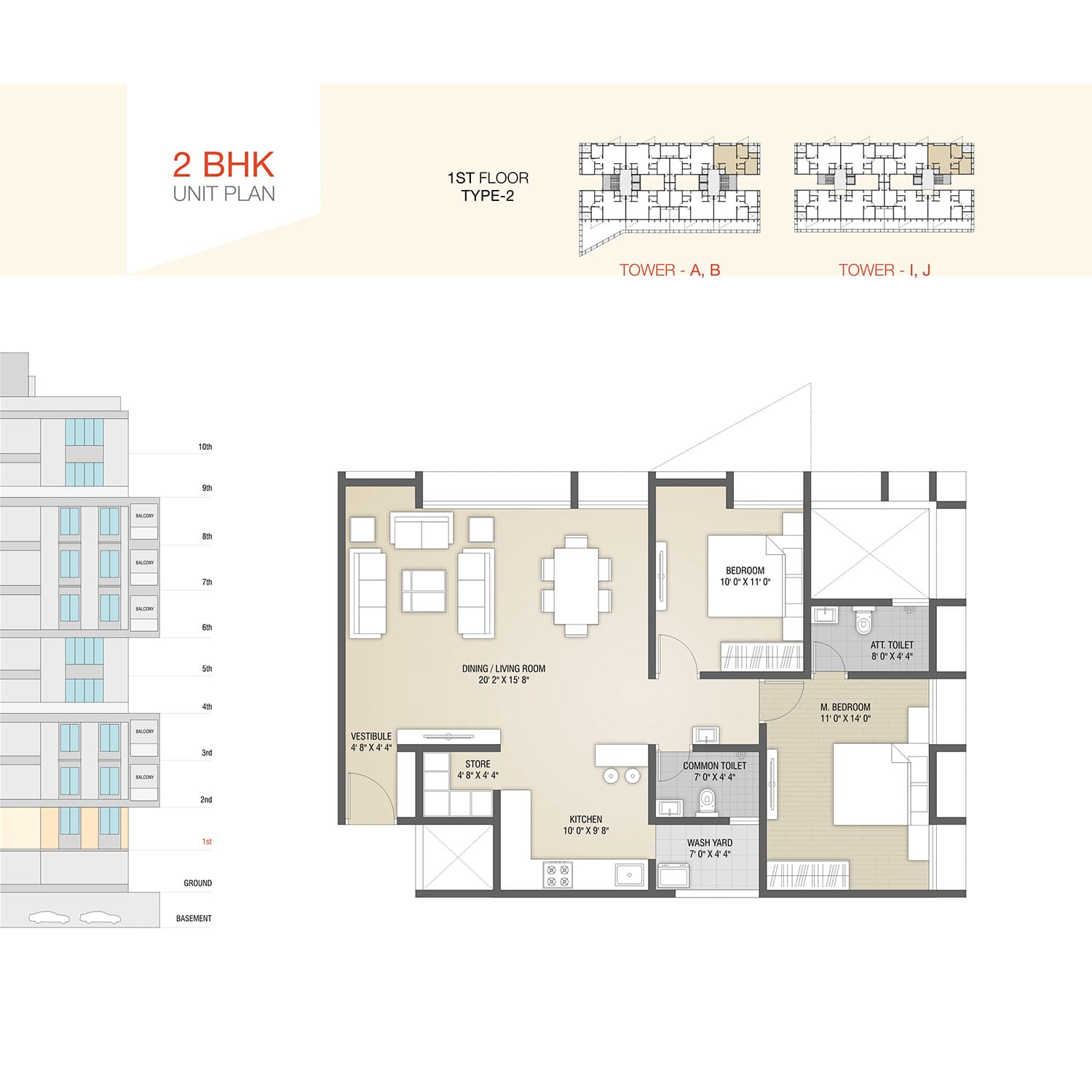 2BHK Unit Plan Type-2