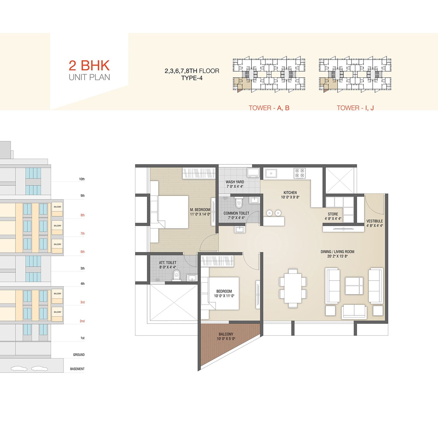 2BHK Unit Plan Type-2