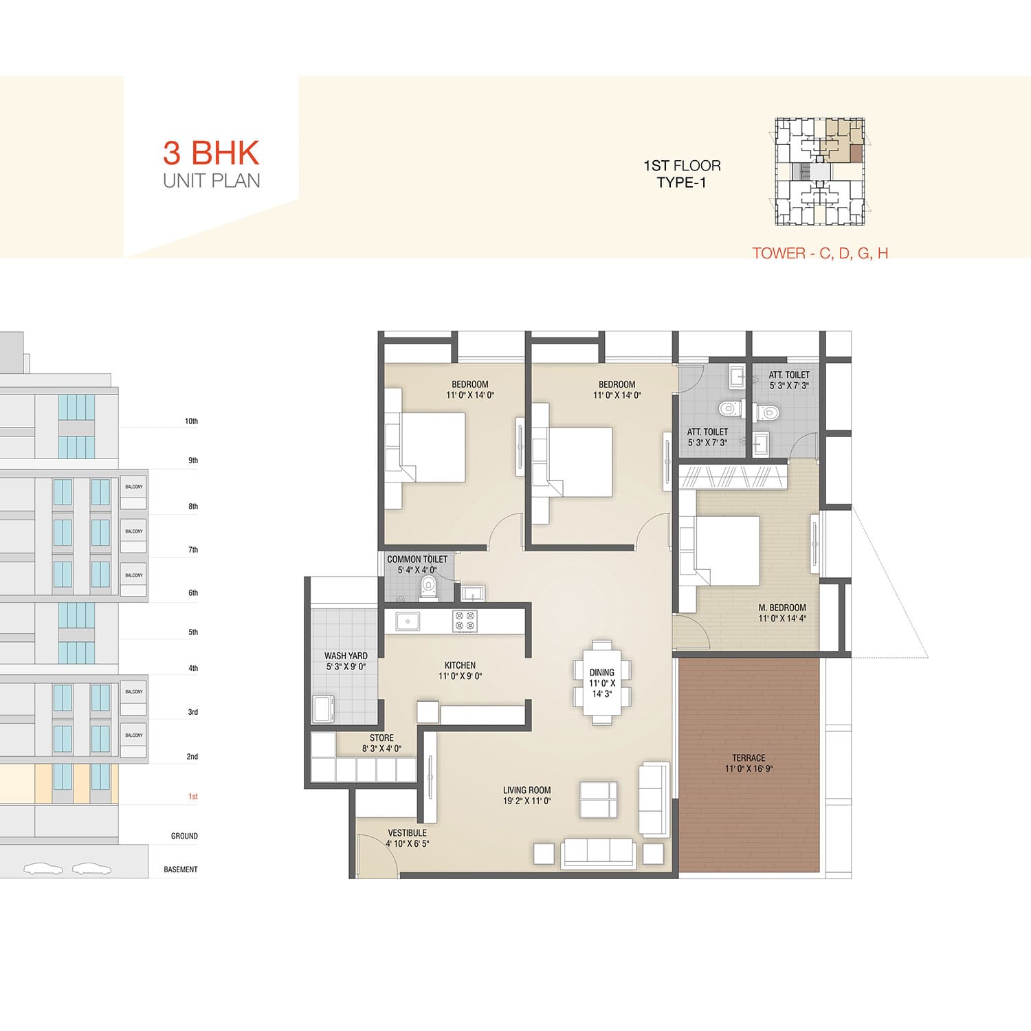 2BHK Unit Plan Type-3
